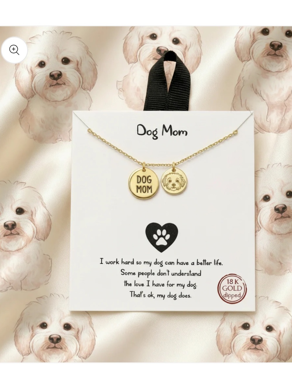 “Dog Mom” 18K Gold Dipped Necklace